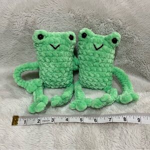 Pair of Crochet Leggy Frog Plushies - Amigurumi Stuffed Animals